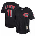 C.Reds #11 Barry Larkin Player Black Mitchell & Ness Throwback Cooperstown Mesh Game Hdoa Stitched Jerseys