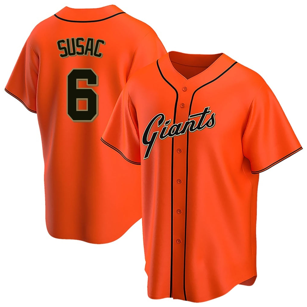 SF.Giants #6 Daniel Susac Player Orange Home Game Hdoa Stitched Jerseys