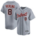 D.Tigers #8 Matt Vierling Player Gray Home Limited Hdoa Stitched Jerseys