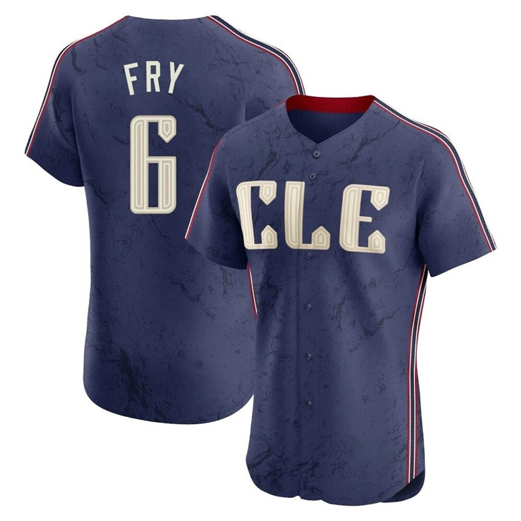 C.Guardians #6 David Fry Player Navy City Connect Limited Elite Home Hdoa Stitched Jerseys