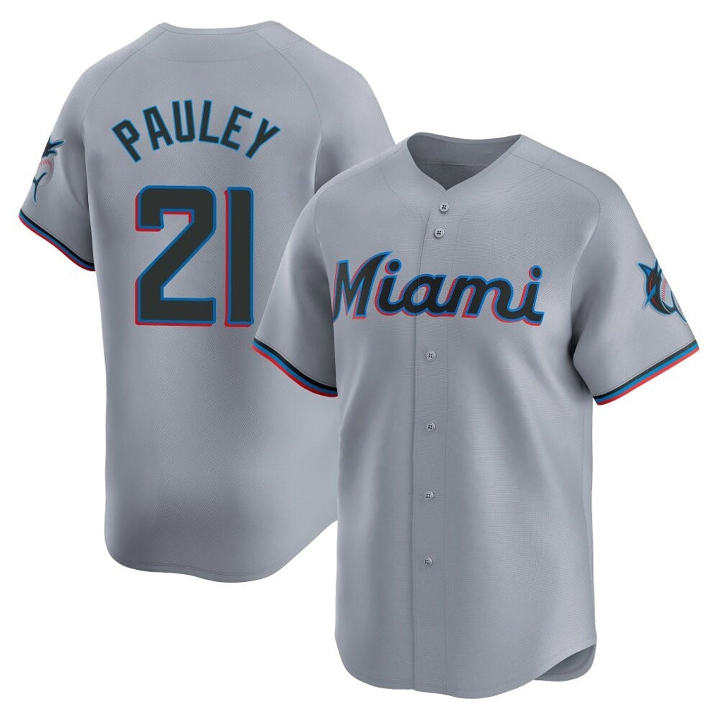 M.Marlins #21 Graham Pauley Player Gray Home Limited Hdoa Stitched Jerseys