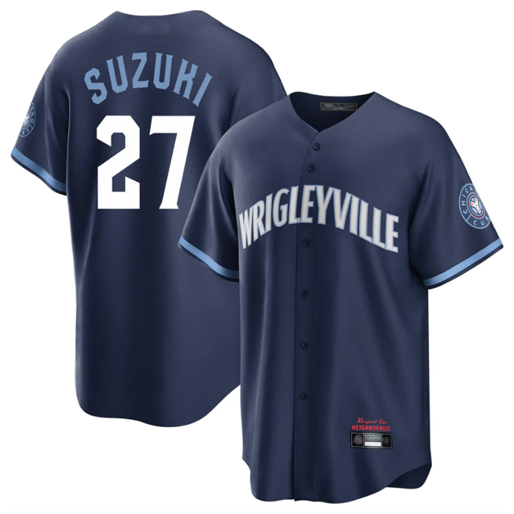 C.Cubs #27 Seiya Suzuki Player Navy City Connect Home Game Hdoa Stitched Jerseys