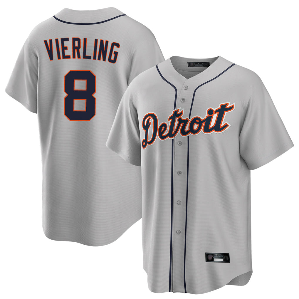 D.Tigers #8 Matt Vierling Player Gray Home Game Hdoa Stitched Jerseys
