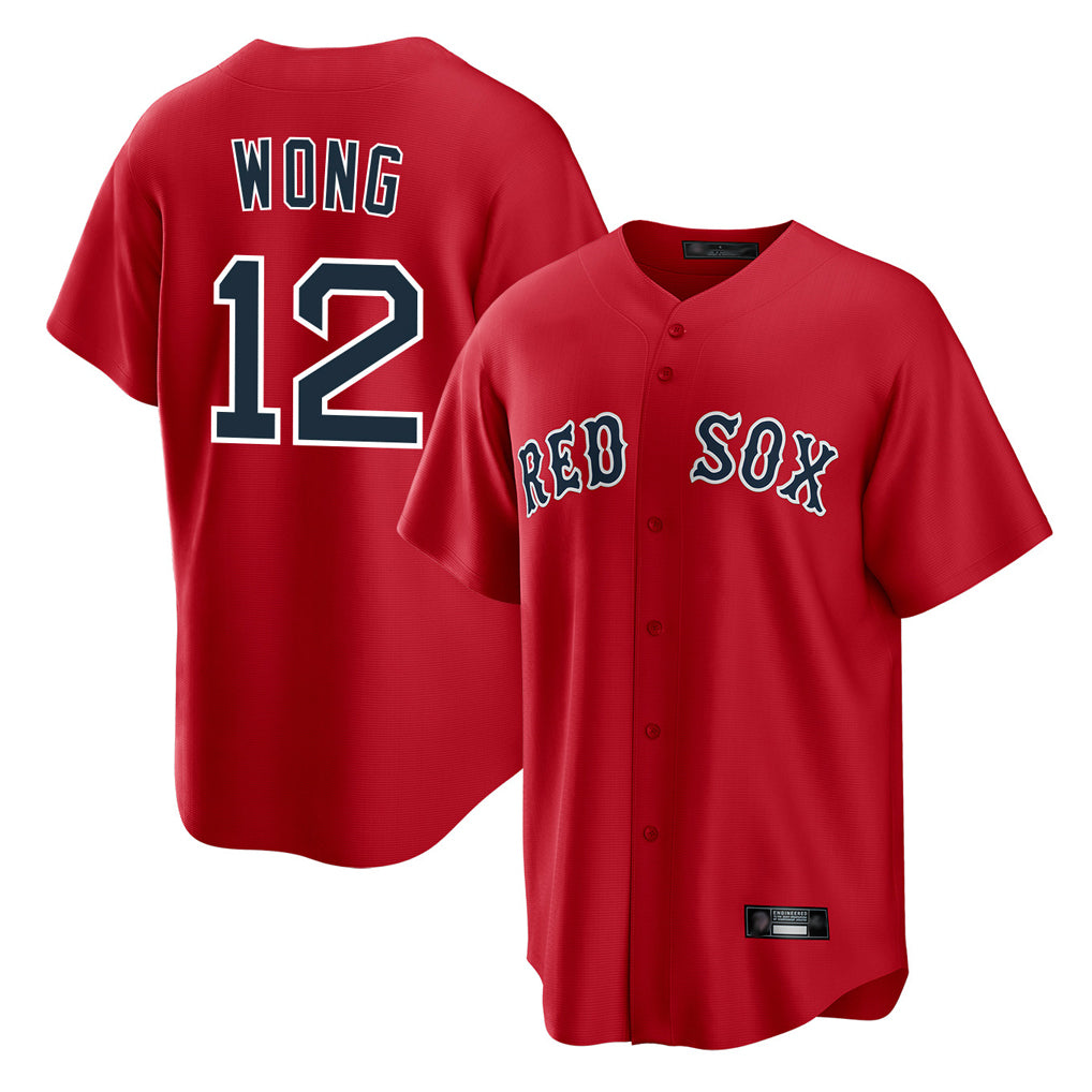 B.Red Sox #12 Connor Wong Player Red Home Game Hdoa Stitched Jerseys