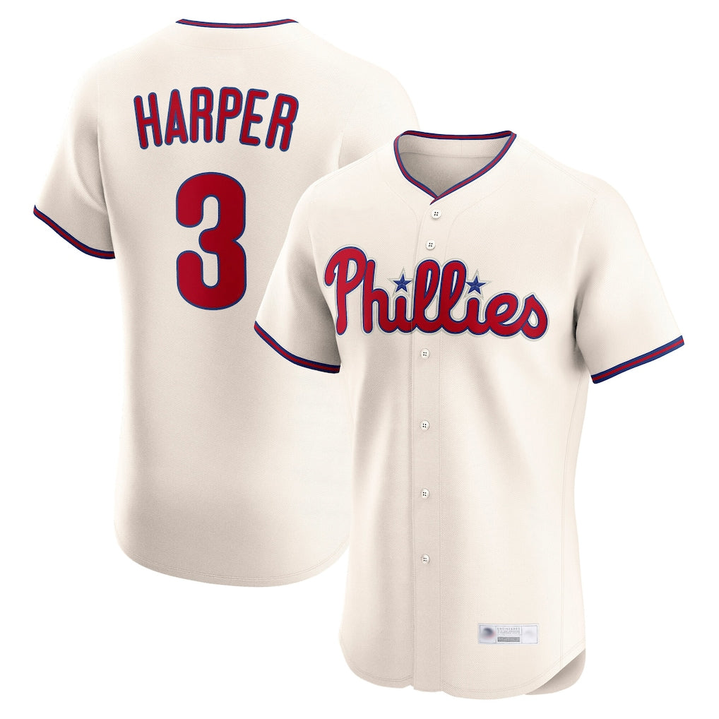 P.Phillies #3 Bryce Harper Player Cream Home Limited Elite Hdoa Stitched Jerseys