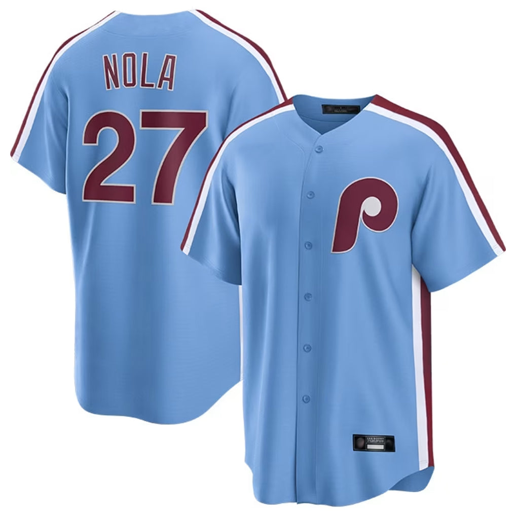 P.Phillies #27 Aaron Nola Player Light Blue Home Game Hdoa Stitched Jerseys