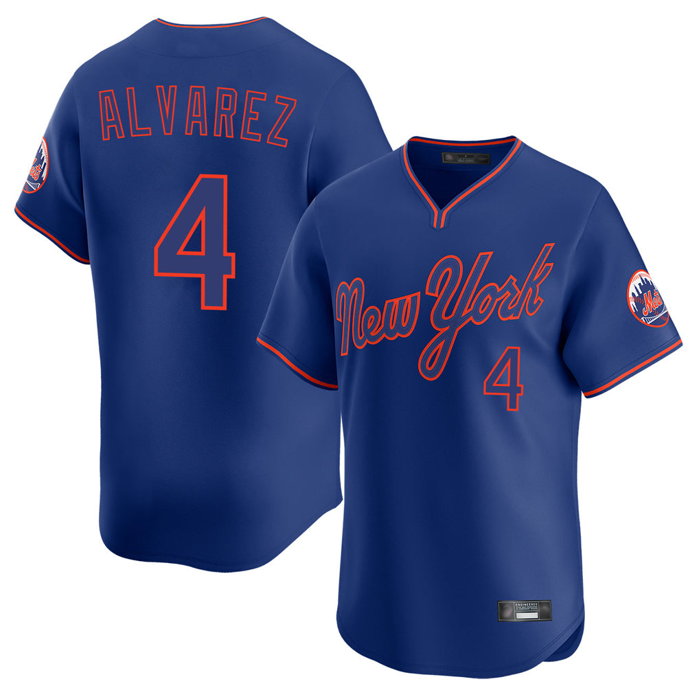 NY.Mets #4 Francisco Alvarez Player Royal T-shirt Home Limited Elite Hdoa Stitched Jerseys