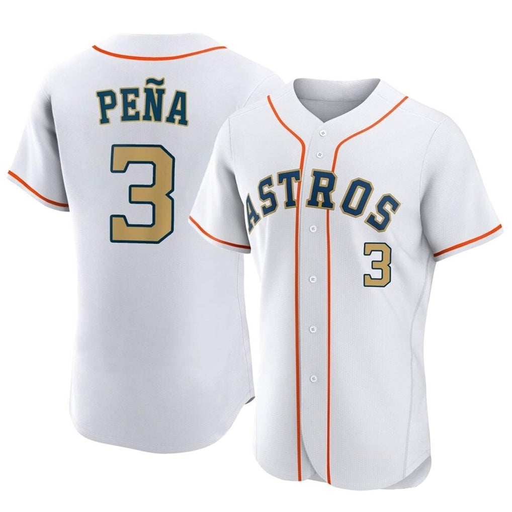 H.Astros #3 Jeremy Pena Player Gold Collection Limited Elite Home Hdoa Stitched Jerseys