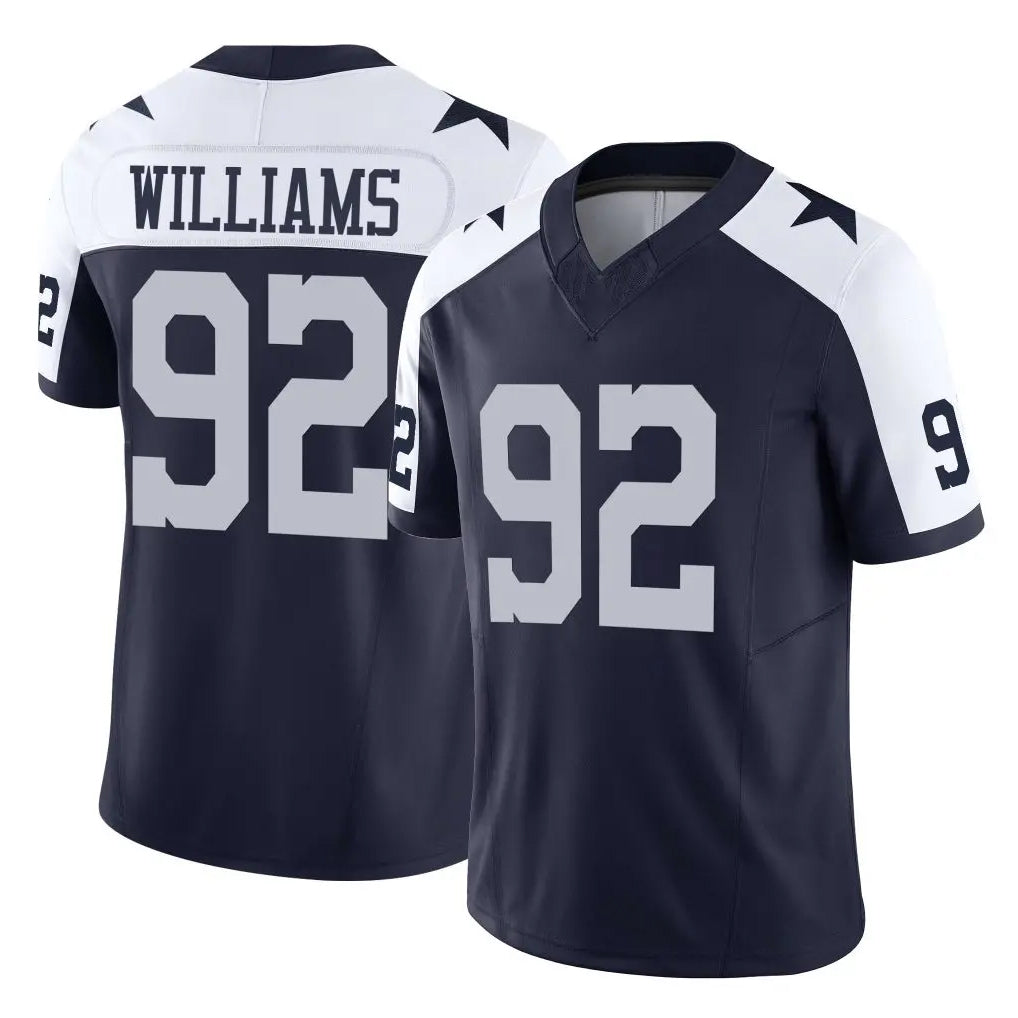 D.Cowboys #92 Quinnen Williams Player Navy-White Limited Alternate Vapor F.U.S.E. Home Game Hdoa Stitched Jerseys