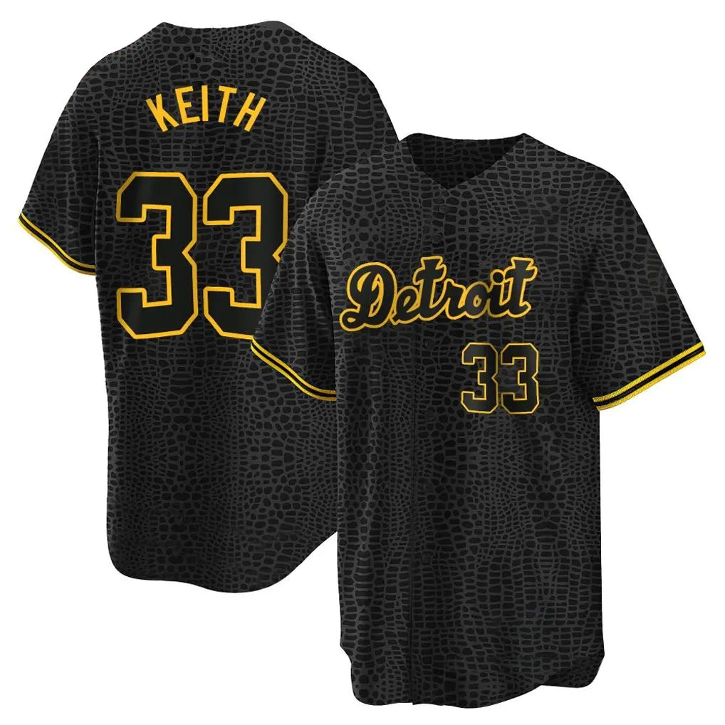 D.Tigers #33 Colt Keith Player Black Snake Skin City Home Game Hdoa Stitched Jerseys