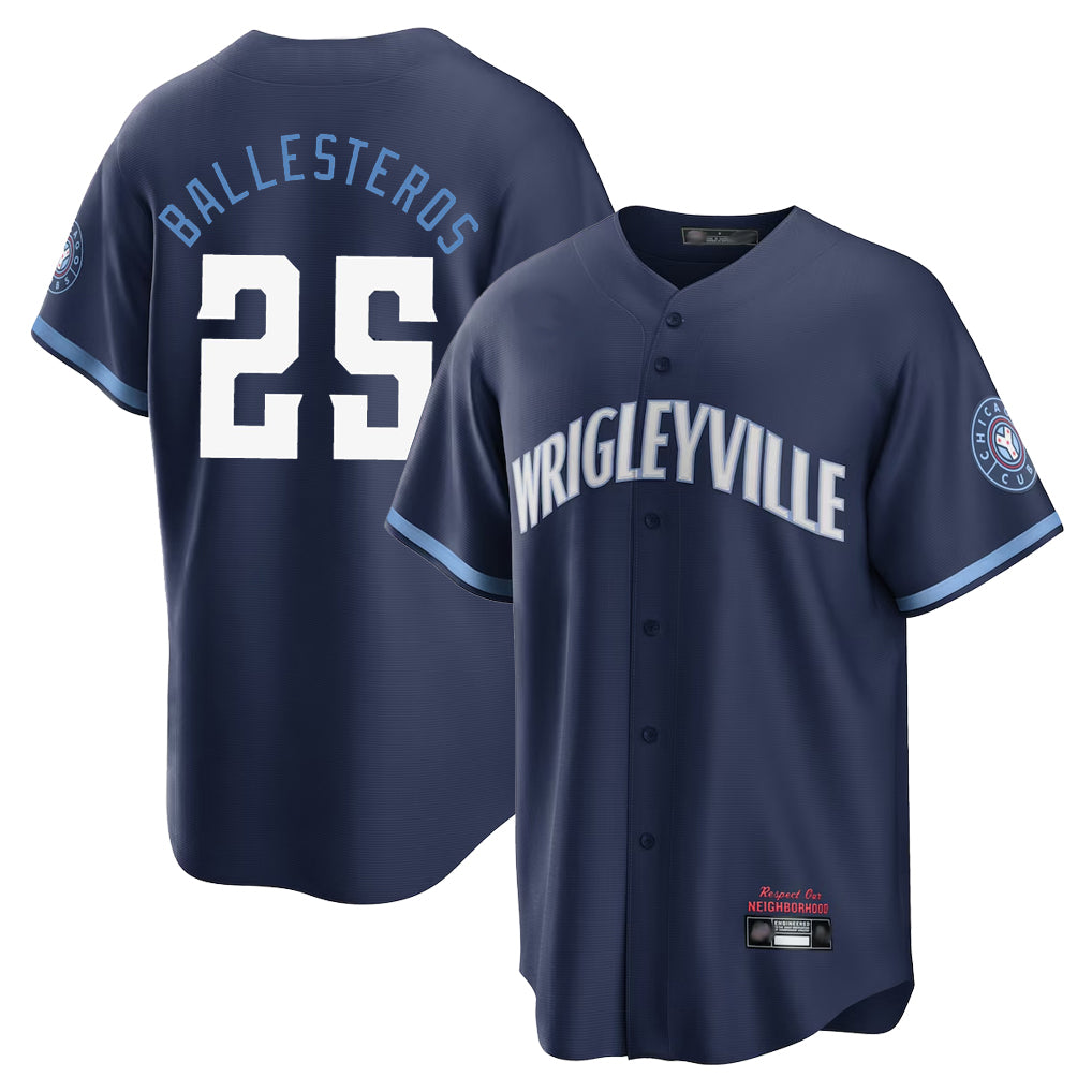 C.Cubs #25 Mois¨¦s Ballesteros Player Navy City Connect Home Game Hdoa Stitched Jerseys