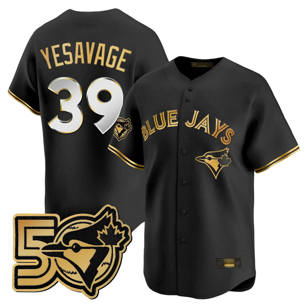 T.Blue Jays #39 Trey Yesavage Player Black 50 Seasons Patch Vapor Premier Limited All Hdoa Stitched Jerseys