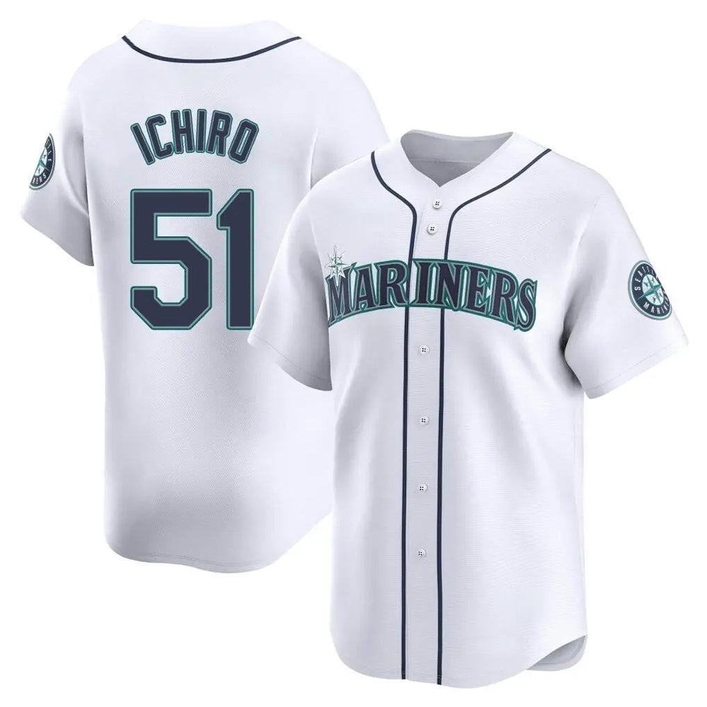 S.Mariners #51 Ichiro Suzuki Player White Home Limited Hdoa Stitched Jerseys