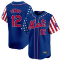 NY.Mets #12 Francisco Lindor Player Royal 2025 Independence Day Vapor Premier Limited  Hdoa Stitched Jerseys