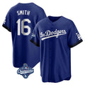 LA.Dodgers #16 Will Smith Player Royal World Series Meet City Connect Home Game Hdoa Stitched Jerseys