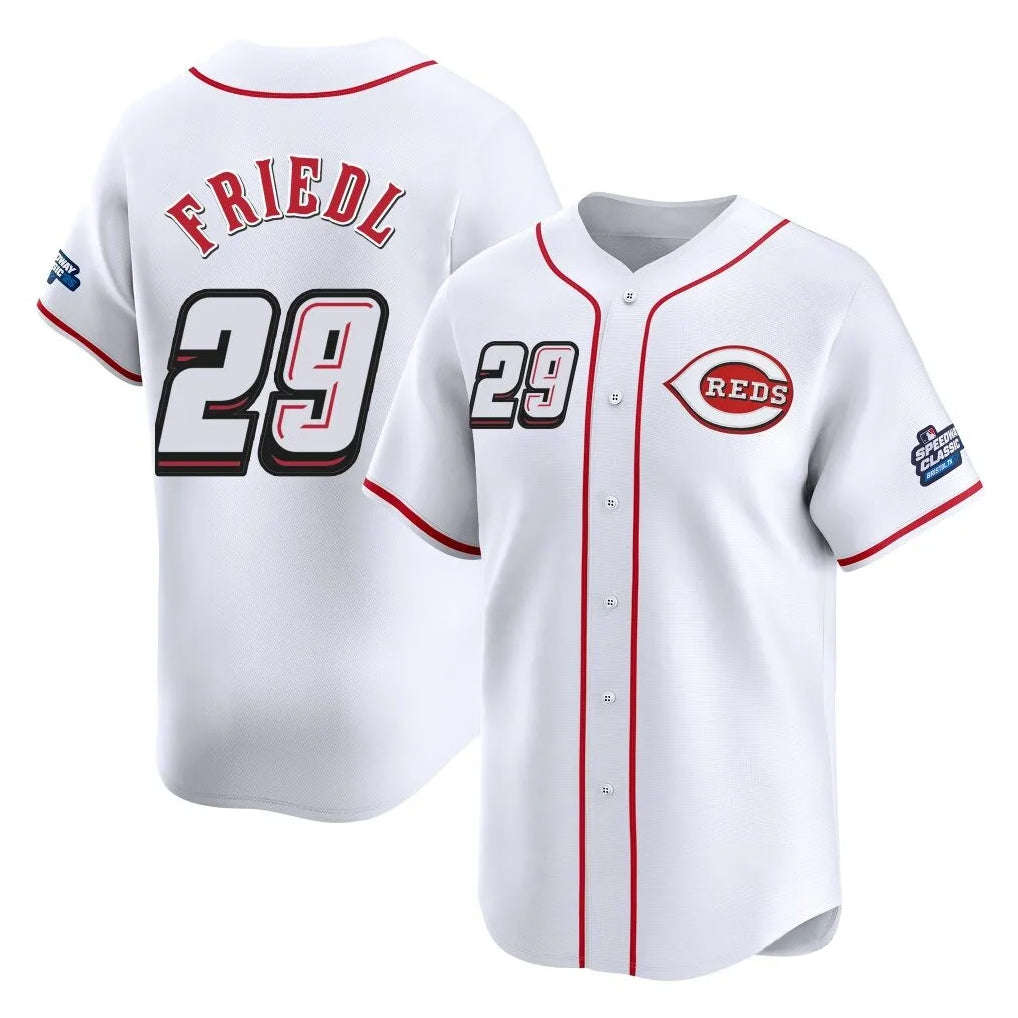 C.Reds #29 TJ Friedl Player White Speedway Classic Home Limited Hdoa Stitched Jerseys