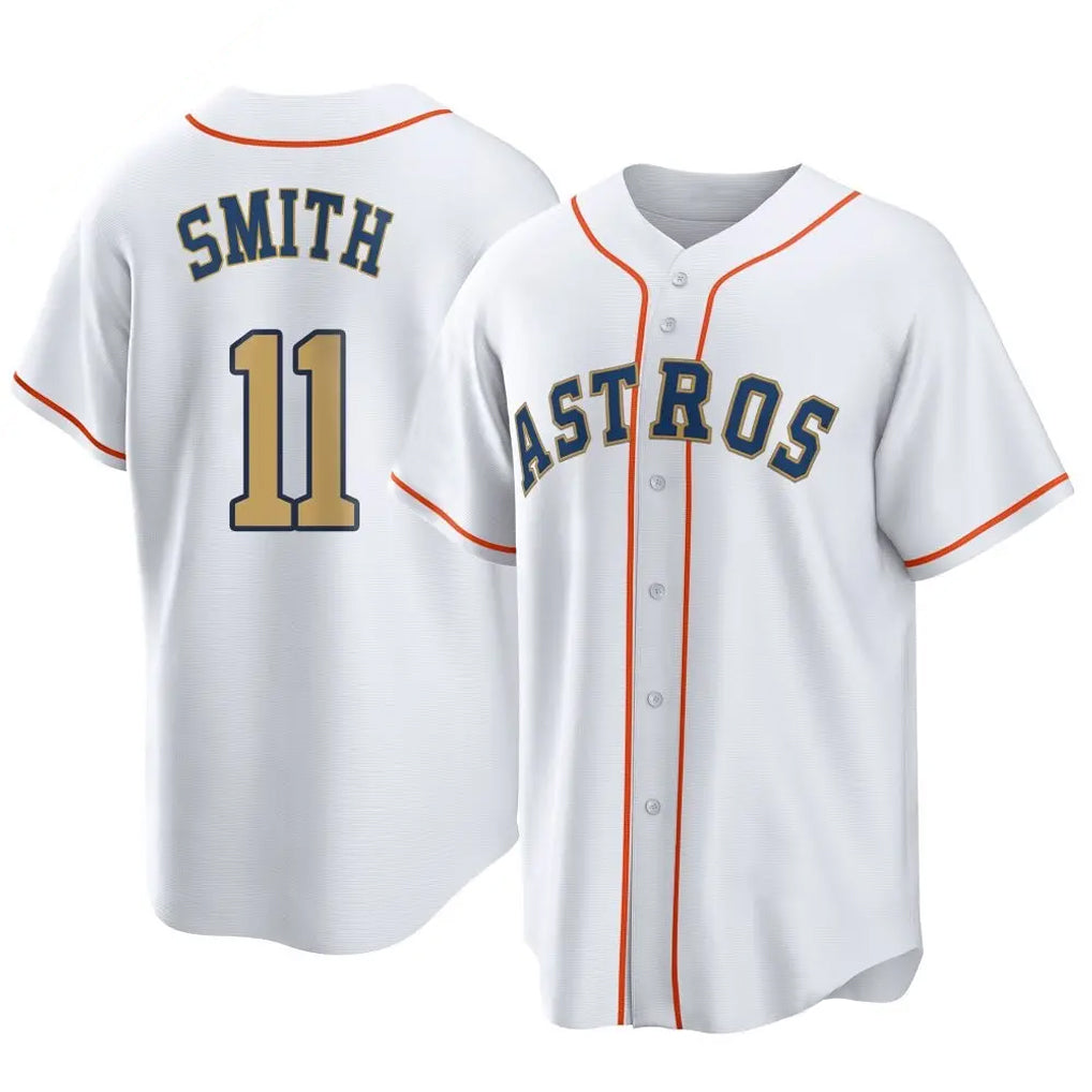 H.Astros #11 Cam Smith Player Gold Collection Game Home Hdoa Stitched Jerseys