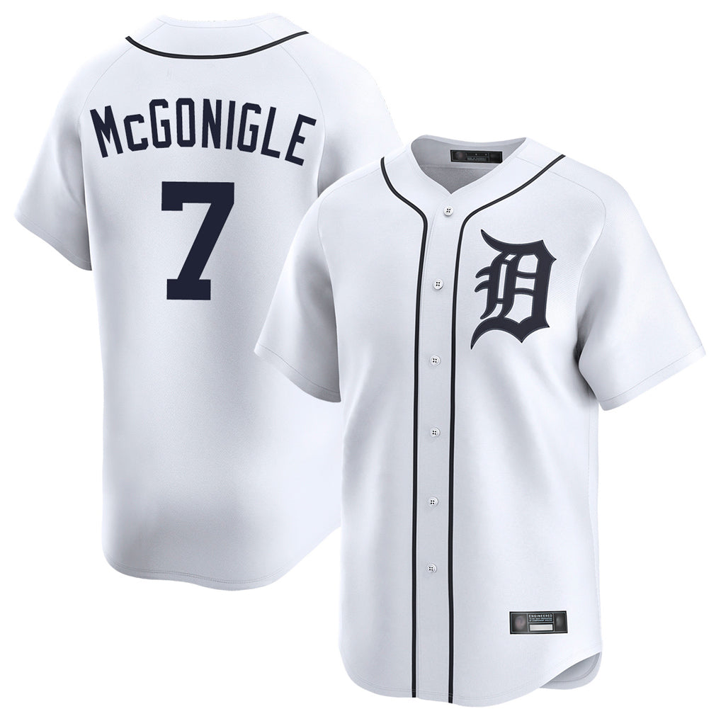 D.Tigers #7 Kevin McGonigle Player White Home Limited Hdoa Stitched Jerseys