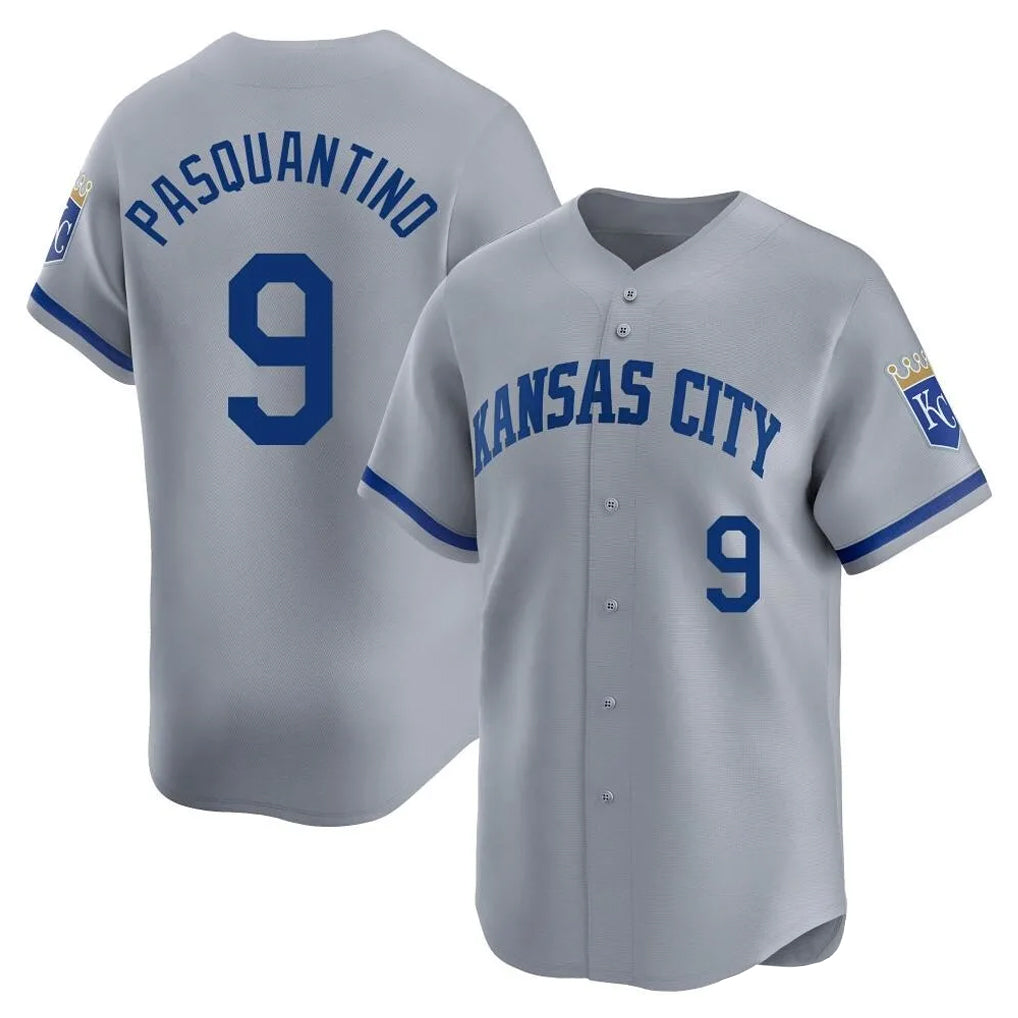 KC.Royals #9 Vinnie Pasquantino Player Gray Limited Home Hdoa Stitched Jerseys