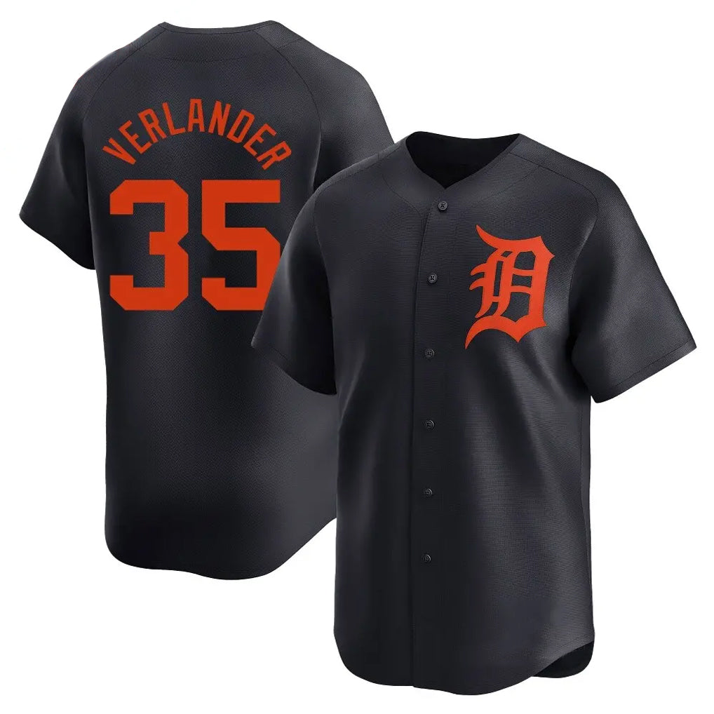 D.Tigers #35 Justin Verlander Player Navy Home Limited Hdoa Stitched Jerseys