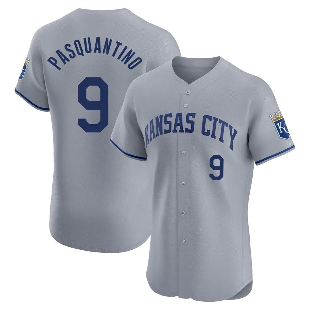 KC.Royals #9 Vinnie Pasquantino Player Gray Limited Elite Home Hdoa Stitched Jerseys