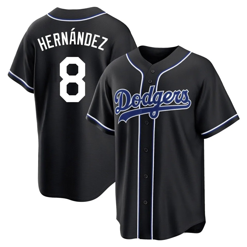 LA.Dodgers #8 Enrique Hern¨¢ndez Player Black Carbon Limited Home Hdoa Stitched Jerseys