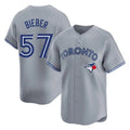 T.Blue Jays #57 Shane Bieber Player Gray Home Hdoa Stitched Jerseys