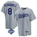 LA.Dodgers #8 Enrique Hern¨¢ndez Player Gray World Series Meet Game Hdoa Stitched Jerseys
