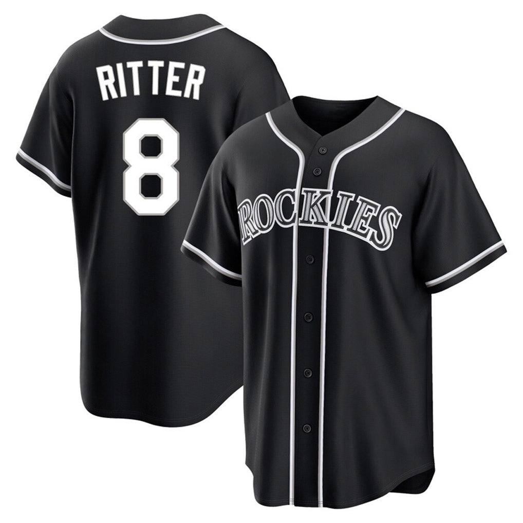 C.Rockies #8 Ryan Ritter Player Black Fashion Out Home Game Hdoa Stitched Jerseys