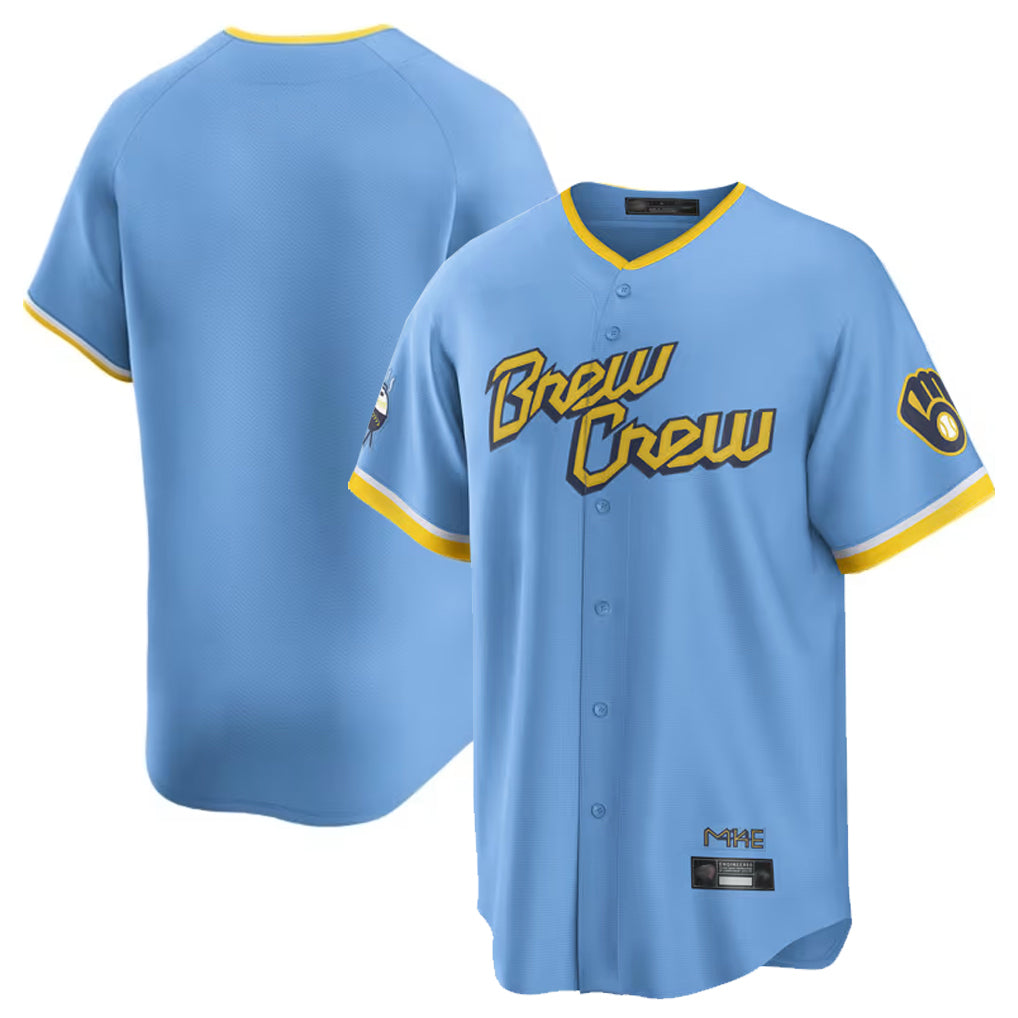 M.Brewers ## Brewers Blank Player Light Blue City Connect Home Game Hdoa Stitched Jerseys