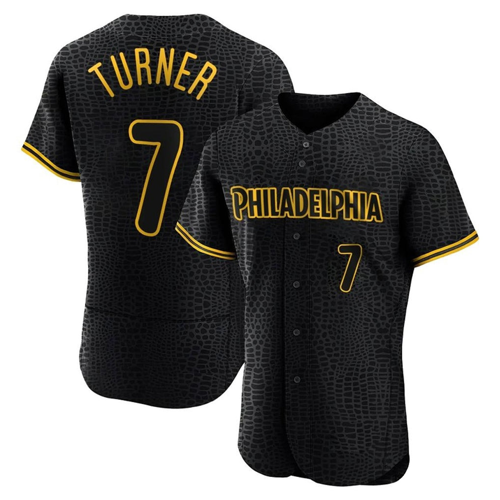 P.Phillies #7 Trea Turner Player Black Snake Skin City Home Limited Elite Hdoa Stitched Jerseys
