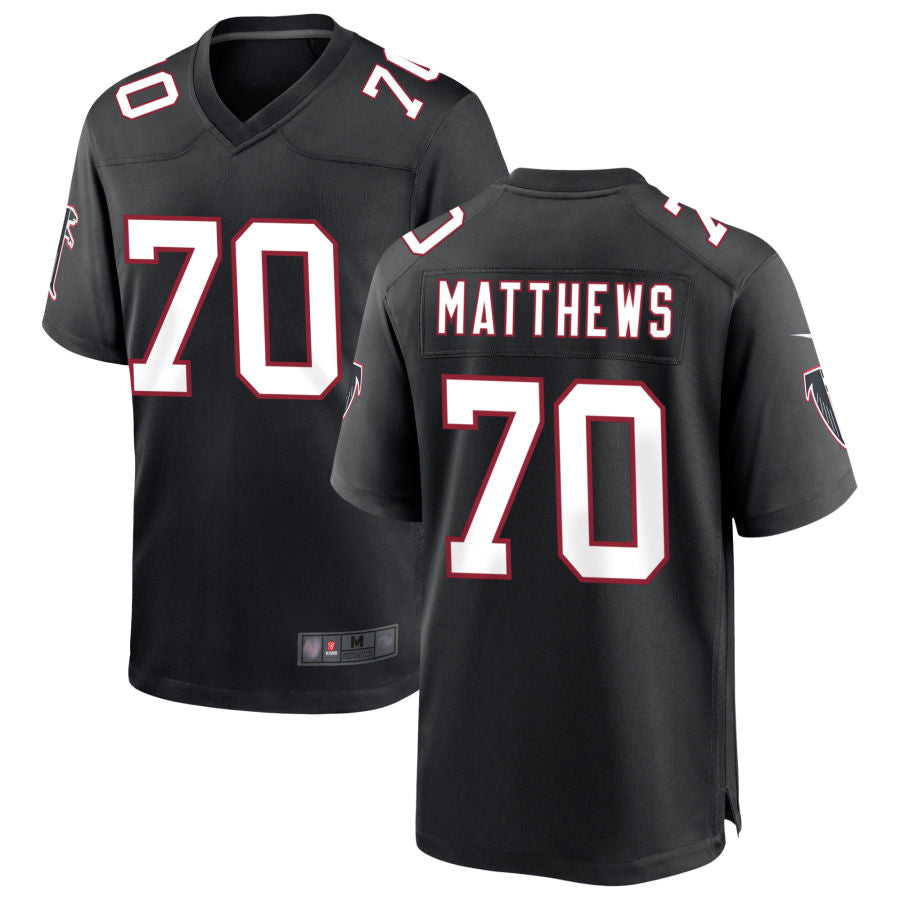 A.Falcons #70 Jake Matthews Player Black Throwback Game Hdoa Stitched Jerseys