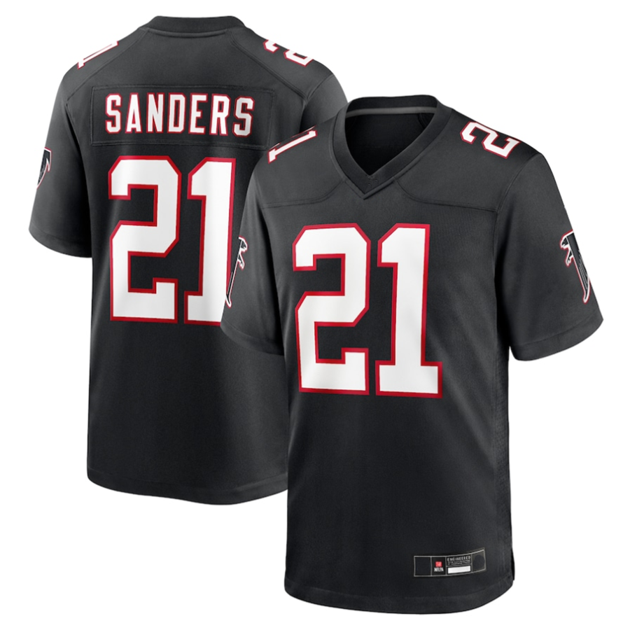 A.Falcons #21 Deion Sanders Black Player Game Hdoa Stitched Jerseys