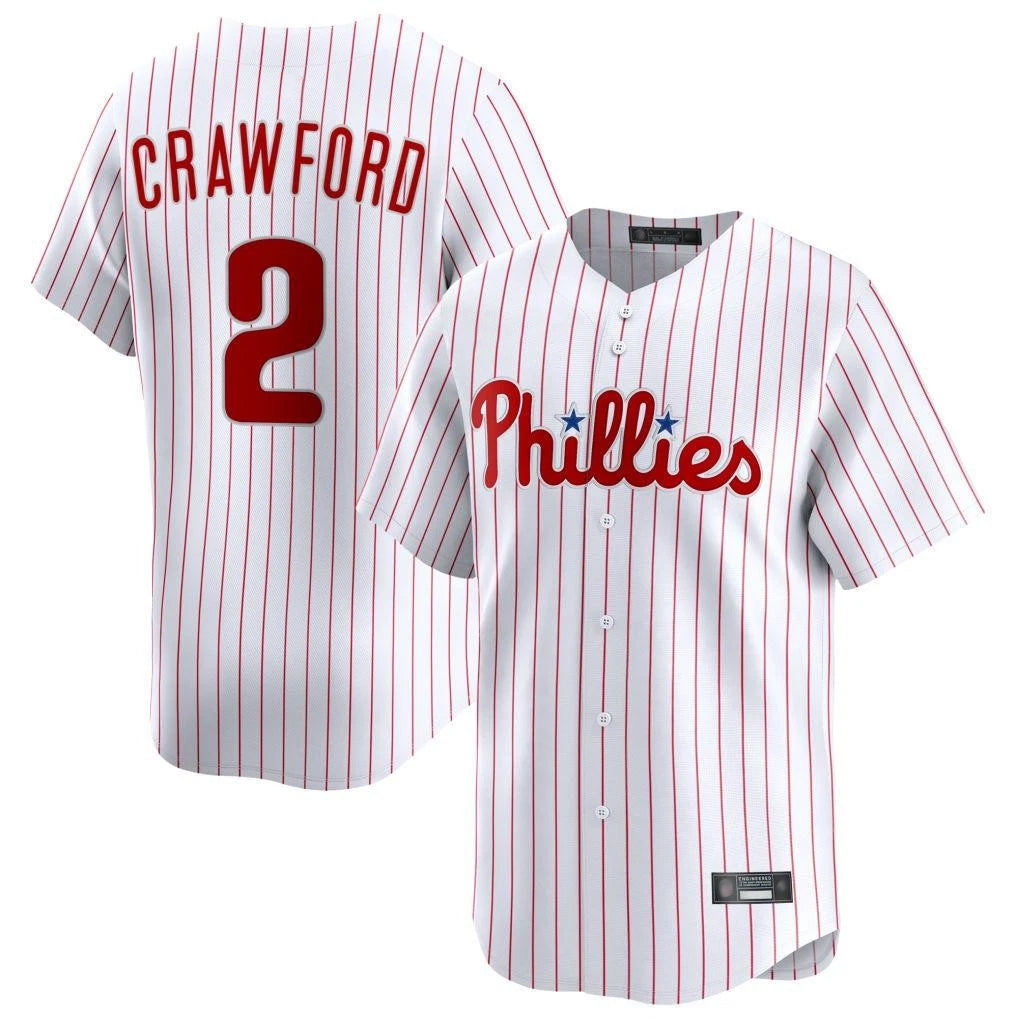 P.Phillies #2 Justin Crawford Player White Home Limited Hdoa Stitched Jerseys