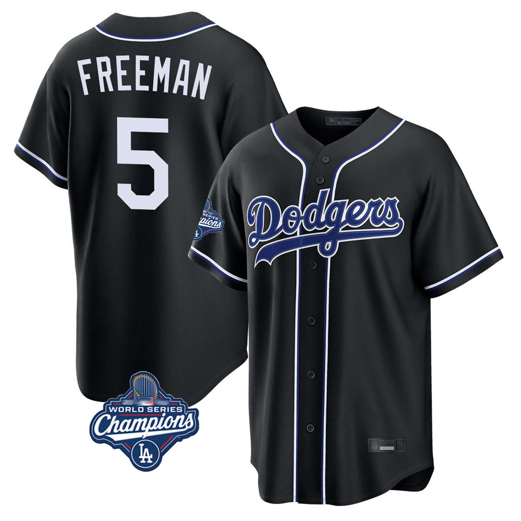 LA.Dodgers #5 Freddie Freeman Player Black World Series Meet Carbon Limited Home Hdoa Stitched Jerseys