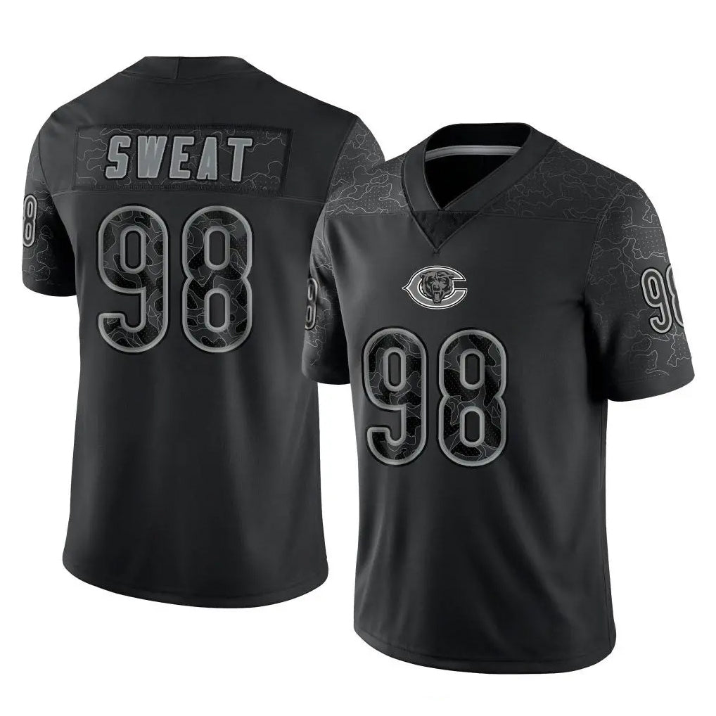 C.Bears #98 Montez Sweat Player Black REFLECTIVE Limited Game Hdoa Stitched Jerseys