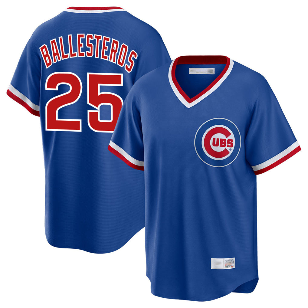 C.Cubs #25 Mois¨¦s Ballesteros Player Royal T-shirt Cooperstown Collection Limited Hdoa Stitched Jerseys