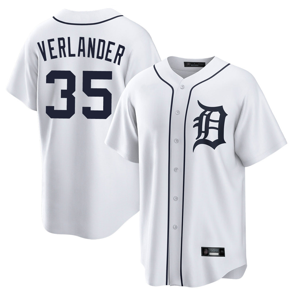 D.Tigers #35 Justin Verlander Player White Home Game Hdoa Stitched Jerseys