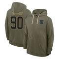 C.Panthers #90 Julius Peppers Player Olive Salute to Service Hoodies Game Hdoa Stitched Jerseys