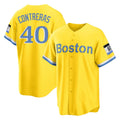 B.Red Sox #40 Willson Contreras Player Yellow Home Game Hdoa Stitched Jerseys