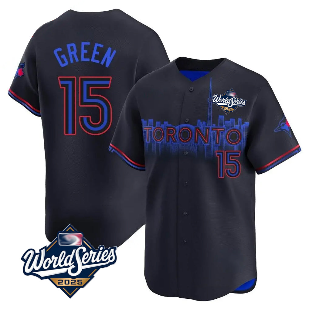 T.Blue Jays #15 Chad Green Player Black&Blue 2025 World Series City Connect Hdoa Stitched Jerseys