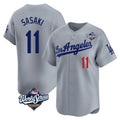 LA.Dodgers #11 Roki Sasaki Player Gray World Series Limited Home Hdoa Stitched Jerseys