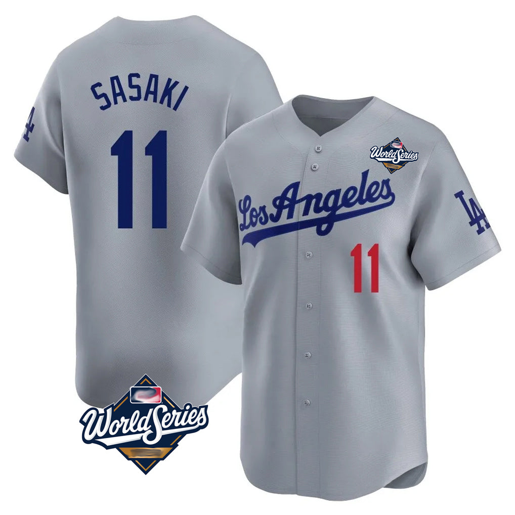 LA.Dodgers #11 Roki Sasaki Player Gray World Series Limited Home Hdoa Stitched Jerseys