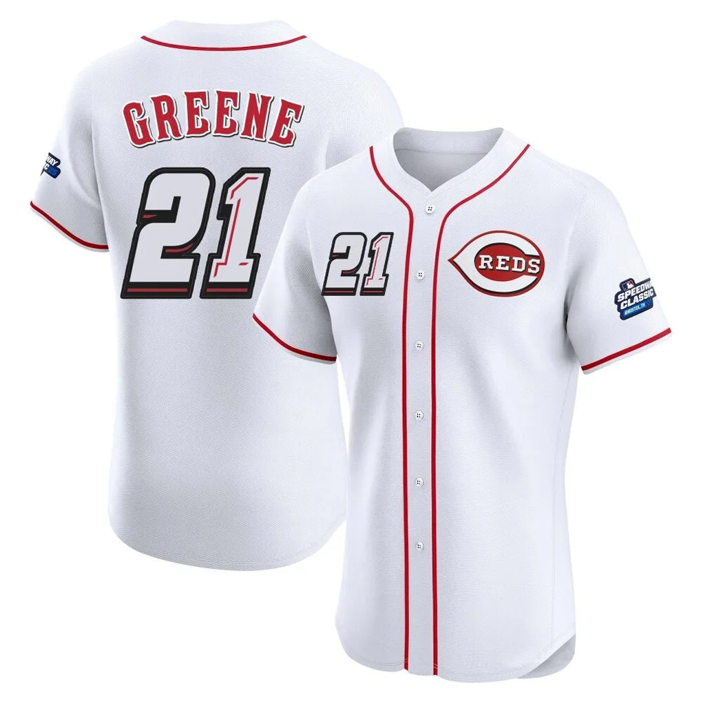 C.Reds #21 Hunter Greene Player White Speedway Classic Limited Elite Home Hdoa Stitched Jerseys