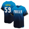 P.Phillies #59 Jhoan Duran Player Blue City Connect Home Limited Hdoa Stitched Jerseys