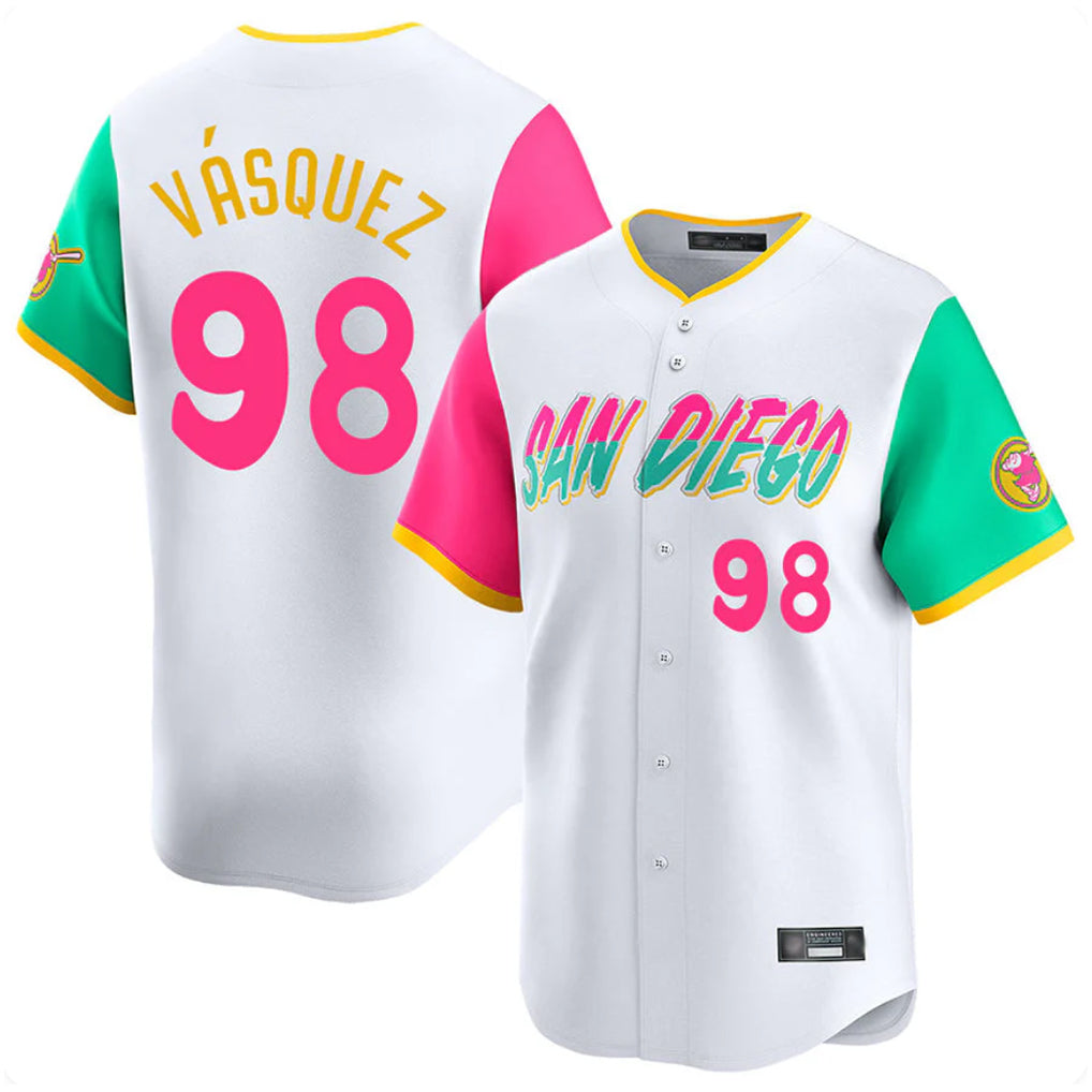 S.Diego Padres #98 Randy Vasquez Player White City Connect Home Limited Hdoa Stitched Jerseys