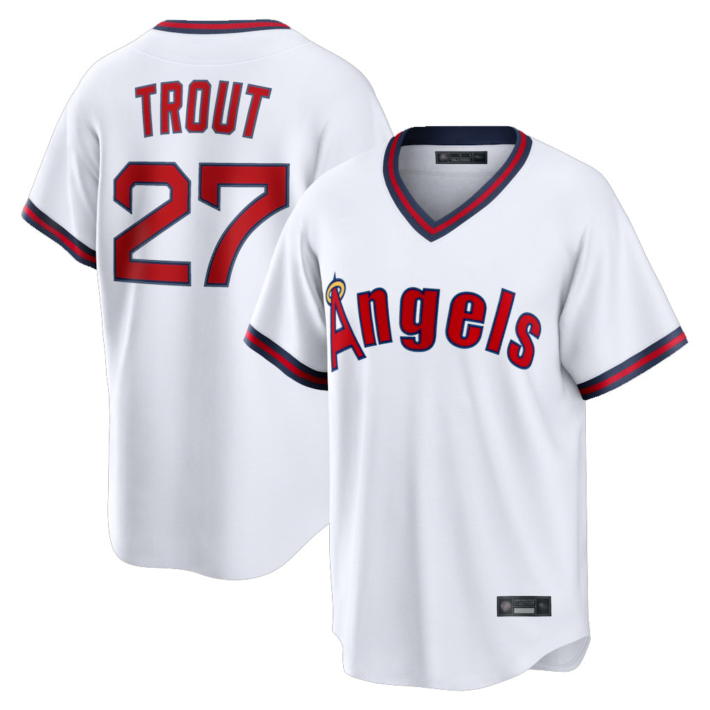 LA.Angels #27 Mike Trout Player White T-shirt Home Game Hdoa Stitched Jerseys