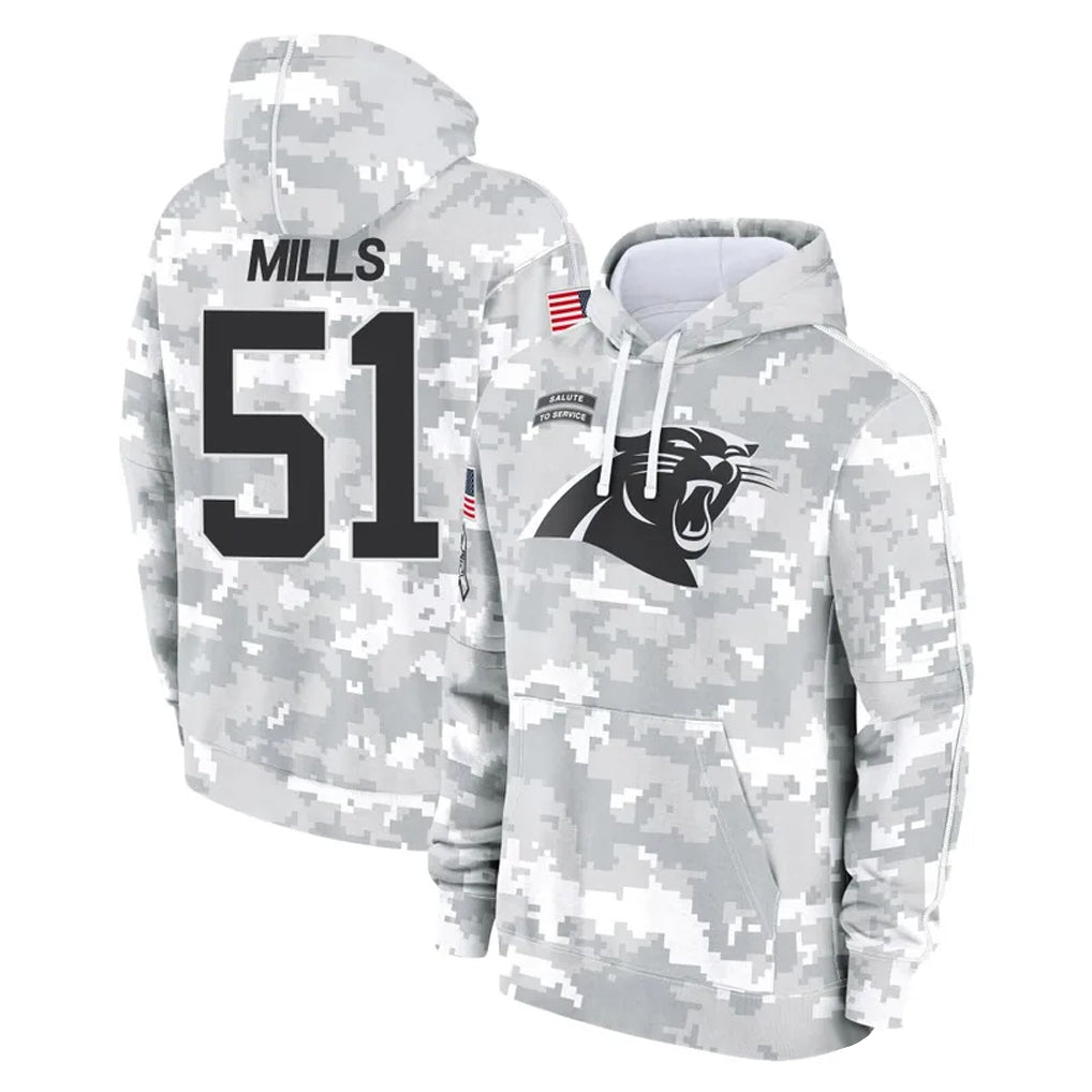 C.Panthers #51 Sam Mills Player Arctic Camo Salute to Service Pullover Hoodies Limited Game Hdoa Stitched Jerseys