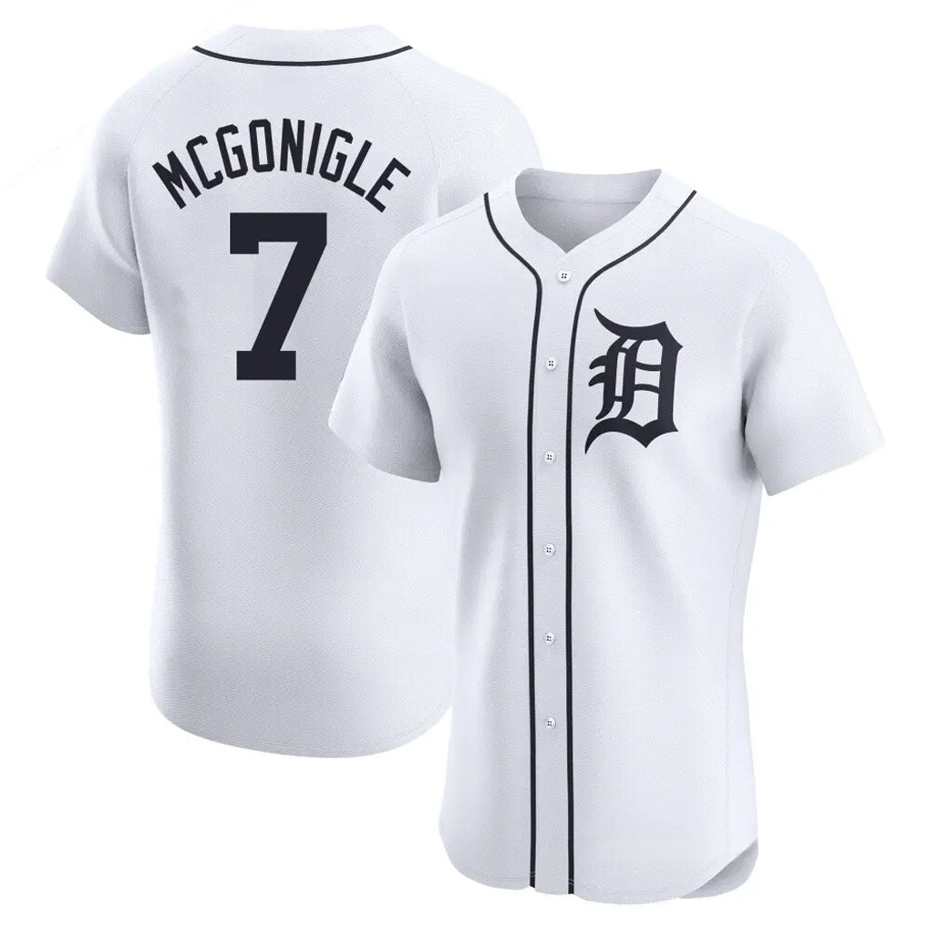 D.Tigers #7 Kevin McGonigle Player White Limited Elite Home Hdoa Stitched Jerseys
