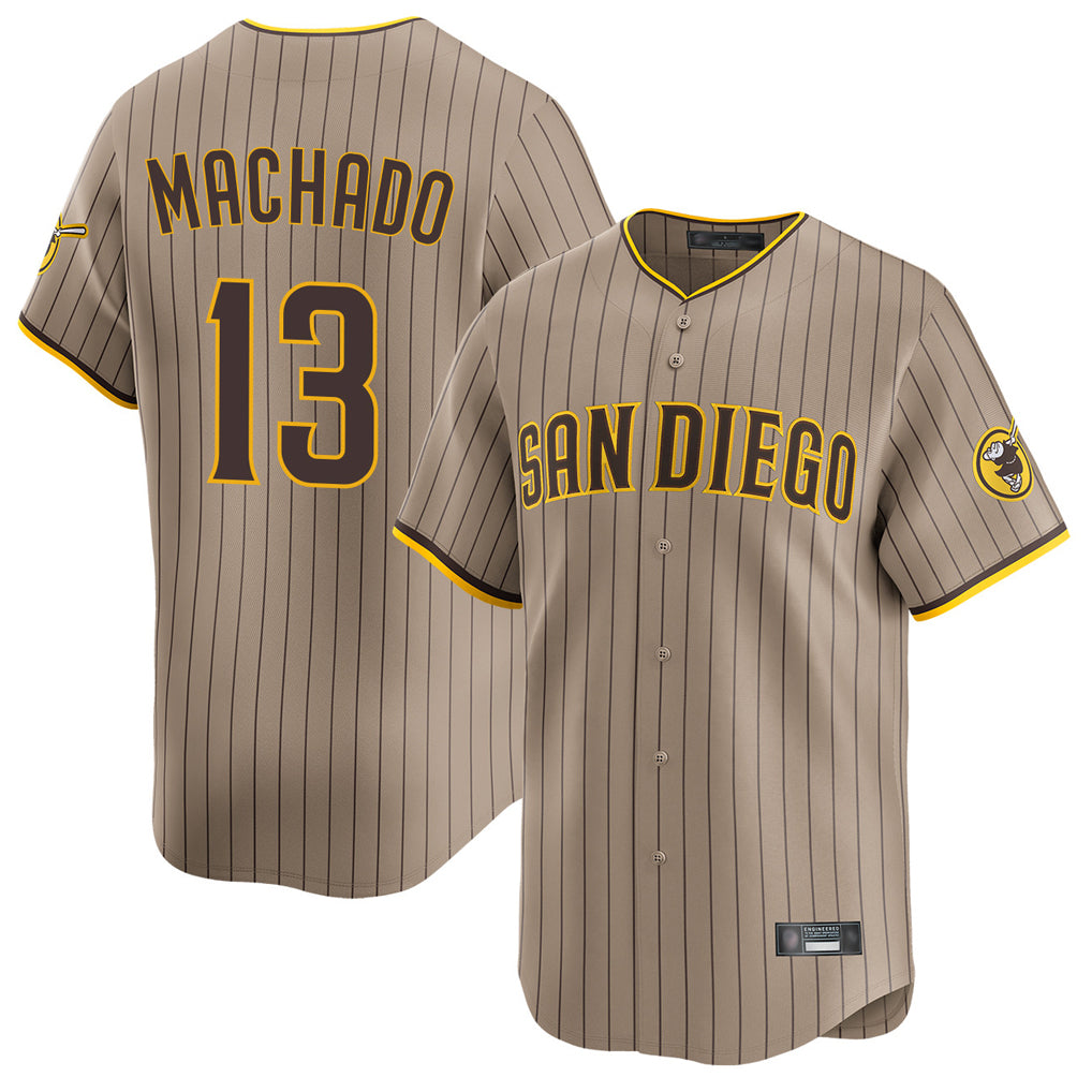 S.Diego Padres #13 Manny Machado Player Khaki Home Limited Hdoa Stitched Jerseys